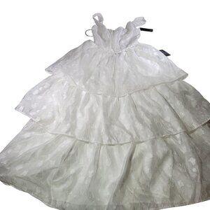 Lulus Sweet Potential White Floral Burnout Tiered Midi Dress Size XS